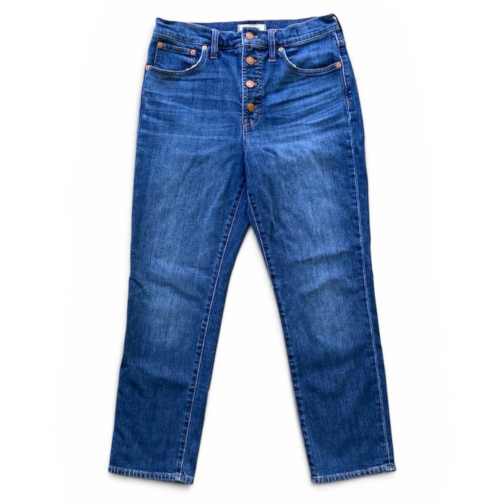 Madewell The Perfect Vintage Straight Crop Jeans Button Fly High Rise Sz 28